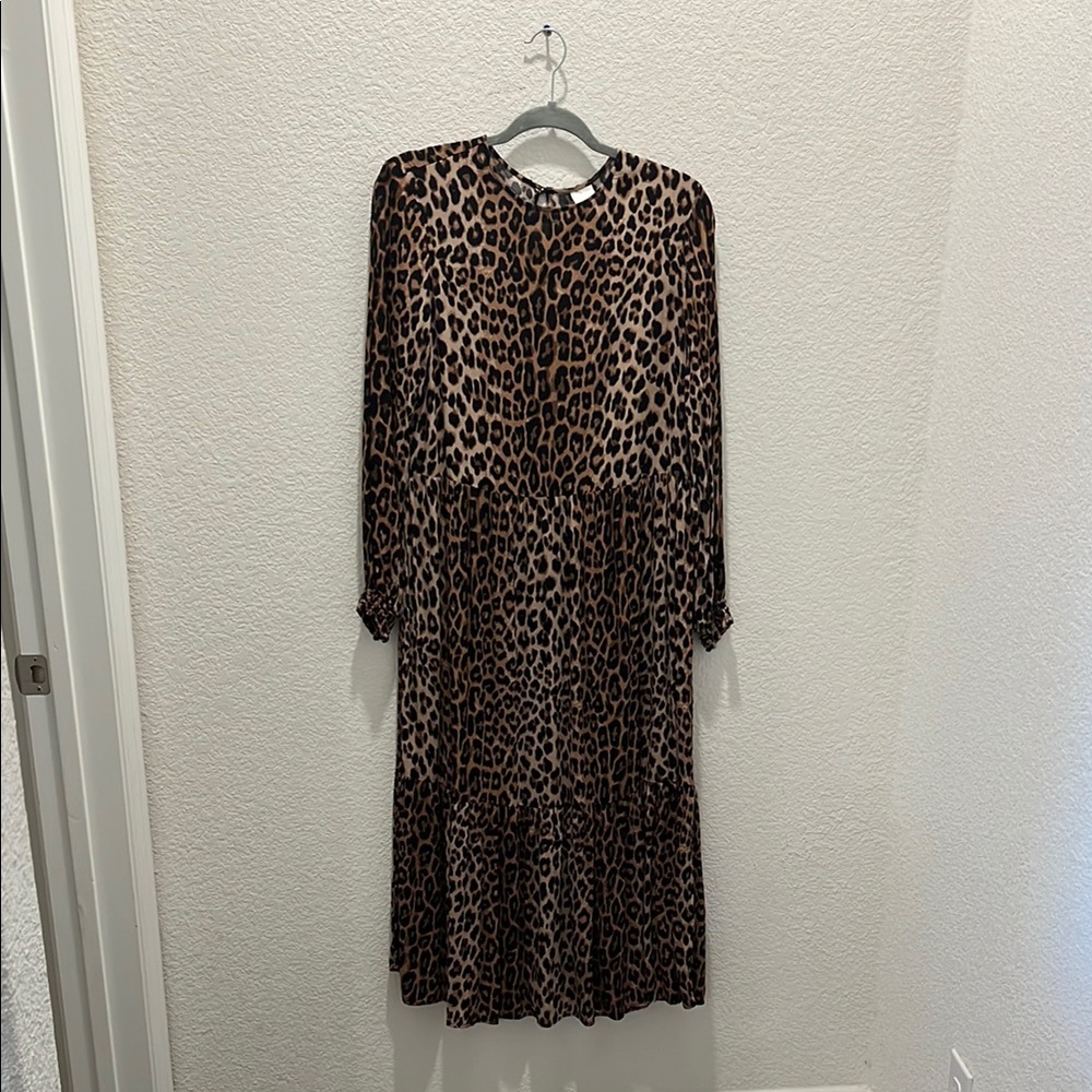 H&M Brown and Black Ruffled Tiered Sundress